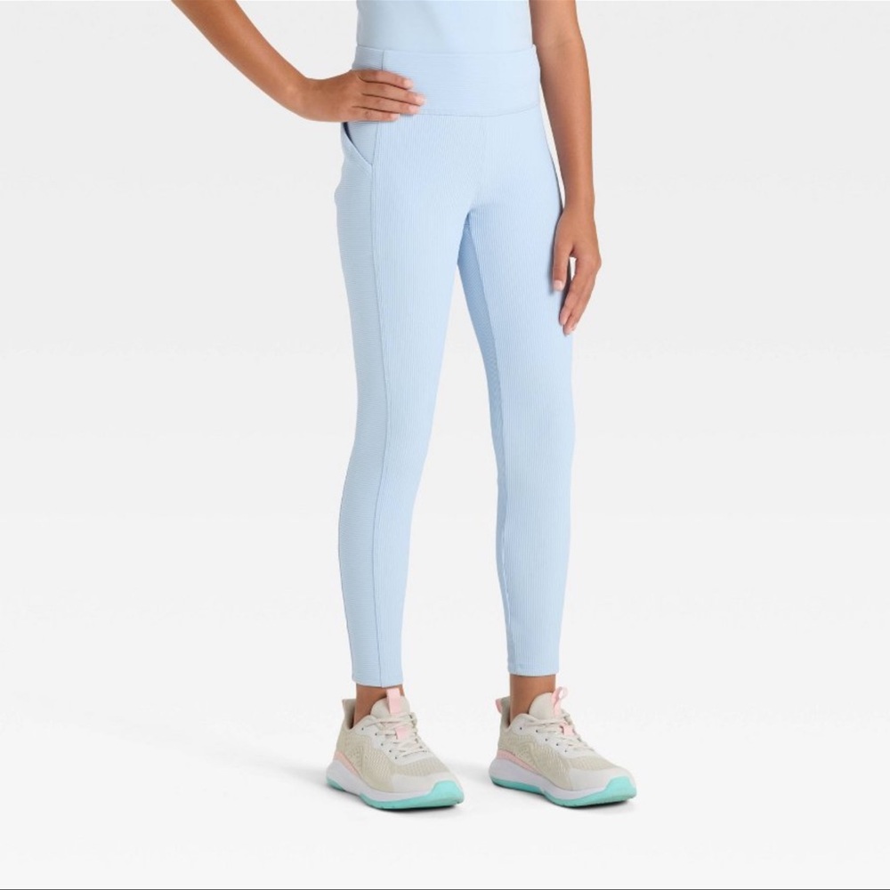 All In Motion Girls High Rise Tight Fit Cozy Leggings - Blue Large (10/12) NWT